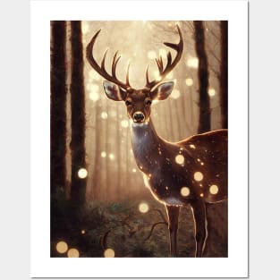 Happy deer at magical forest Posters and Art